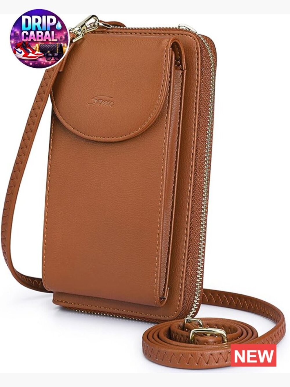 RFID Blocking Crossbody Bag with Phone Pocket, Faux Leather, Adjustable Strap